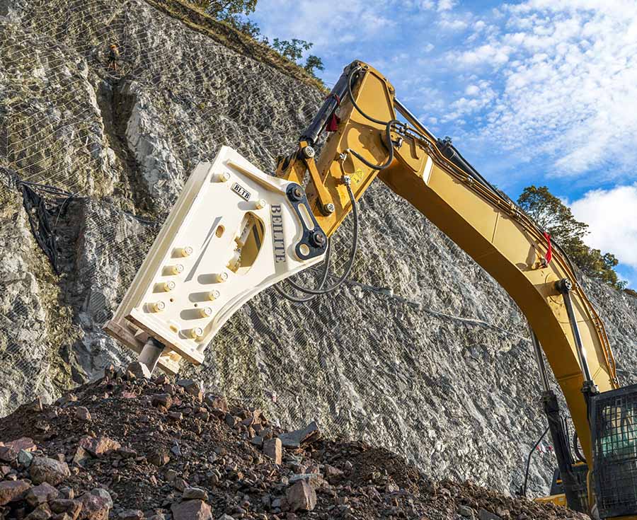 Professional grade hydraulic breaker for demolition and mining and Compact mini excavator breaker for municipal utility repairs and narrow site excavation..